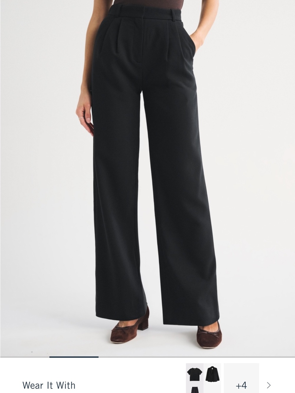 Abercrombie & Fitch Black High-Rise Wide-Leg Trousers